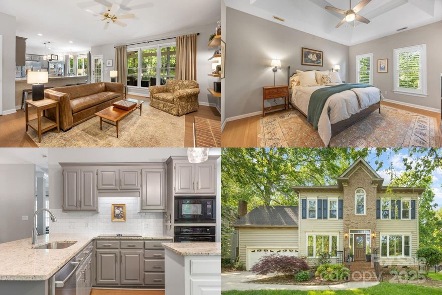 Amazing home in sought-after Merryweather Farms, where timeless charm meets everyday convenience. Large, beautifully landscaped lot surrounded by mature trees, it's the perfect blend of privacy & community. Formal living & dining rooms w/crown molding & chair rail for elegant entertaining. Inviting family room w/fireplace & windows frame serene views of the tree-lined backyard. Screened-in porch is your personal oasis for morning coffee or peaceful evenings surrounded by nature. Lovely kitchen w/granite countertops, breakfast bar & table space. Luxurious primary ensuite w/dramatic tray ceiling, spacious walk-in closet, garden tub, double vanities & walk-in shower. 3 generously sized secondary bedrooms offer comfort & flexibility for family, guests, or office space. Located within walking distance to parks, downtown shops, festivals & just minutes from top-rated schools, hospitals, Charlotte & airport, this home delivers unmatched convenience. Schedule your private tour today!