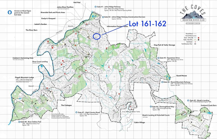 Amazing views of Table Rock, Hawks Bill, Brown Mountain (look for mysterious #BrownMountainLights!) and more from this premium 4.53 acre property.  Clear more trees to open more view! Panoramic views of the Blue Ridge Mountains, South Mountains, and Brushy Mountains.  Beautiful sunsets and you won't believe the stars at night! Electric & cable/internet fiber buried to lot.  Builder and lender info available.  The Coves Mountain River Club is a 3,200 acre gated community on 5 miles of the Johns River, in the Blue Ridge Mountains of NC. Hike, bike, ride horses, or UTVs on miles of community exclusive trails that weave through.  River access areas are ready for you to put in and take out your kayak, wade and fish, picnic, or gather round a stone fire pit. The crown jewel of The Coves is the magnificent post and beam constructed clubhouse, Pisgah Lodge, located on one of the highest peaks. There’s a saline pool, fitness center, locker rooms, full kitchen, lending library, pool table, fire pits, and porches, overlooks to take in 360º views of the Blue Ridge Mountains, South Mtns, and Brushy Mtns. The Coves is a Dark Sky Community, minimizing light pollution and providing breathtaking star-gazing. Garden your private plot at the Community Garden or join your neighbors to care for and harvest the community cooperative vineyard. Pickle-ball and shuffleboard courts, putting green, and a picnic pavilion are located at another Coves's park, Wyatt's Landing. Additional amenities include 2 Equestrian Centers and a Dog Park.  A full calendar of events is planned and there are over 30 clubs to join.  500,000 acre Pisgah National Forest and the Wilson Creek Wild and Scenic River Area are across the road! 1.25 hour drive to Charlotte or Asheville, minutes to Lenoir, Blowing Rock, Morganton, and the Blue Ridge Parkway.