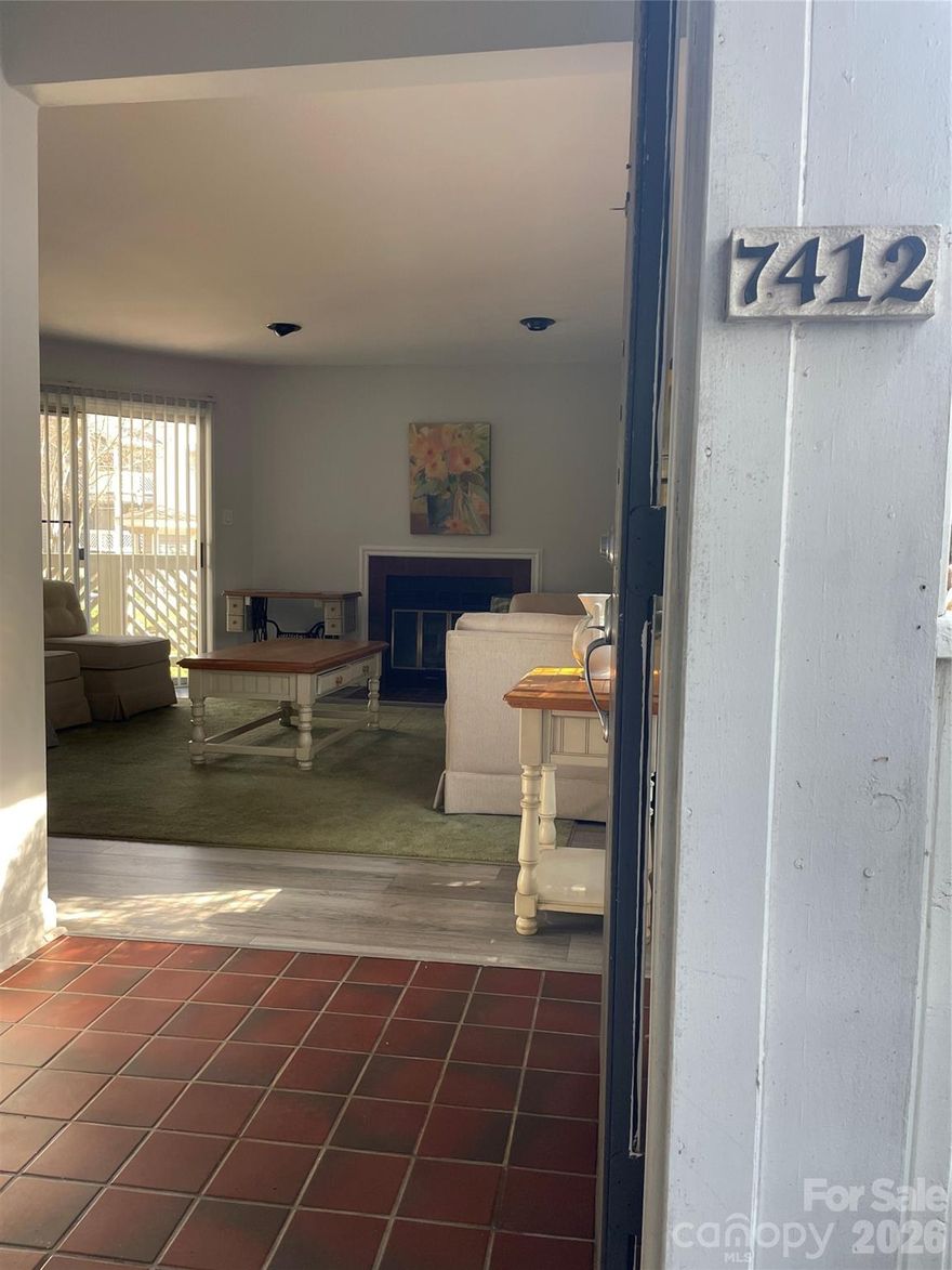 Awesome location! Ground floor condo that is adjacent to Olde Towne Village which includes a Harris Teeter, several restaurants, Starbucks, UPS store, dry cleaner, CVS, etc.  Super convenient!  Seller is a NCREC Broker (#181172) who had a family member living in the condo since 2020. Layout is similar to 2BR units in Ashfield Court, but in this unit the second "Bedroom" is set up as flexible space. Like a second bedroom, this room is connected to its own half bath, which has a jack-and-jill door to the walk-in shower space.  However, this room has folding doors that open to the livingroom, and has limited dedicated closet space, so it is classified as a "flex" room.  This room could serve as a bedroom (just add an armoire) or as an office with a pull-out couch for guests, etc.  The interior of the condo was renovated in 2020, has had very little wear and tear, and is currently move-in ready.  The overall floor plan is open and ideal for guests.  The patio is shaded/cool and features an outdoor lockable storage closet. Appliances and furniture currently in the condo are available.  HOA monthly is only $315 and covers basic common area maintenance.  Landscape is a park-like setting.  No pool or other common amenities keep HOA costs down. All assessments have been paid. Two parking spots right in front of condo.  Mailbox and trash/recycle bins steps from condo entrance. Very convenient all the way around.