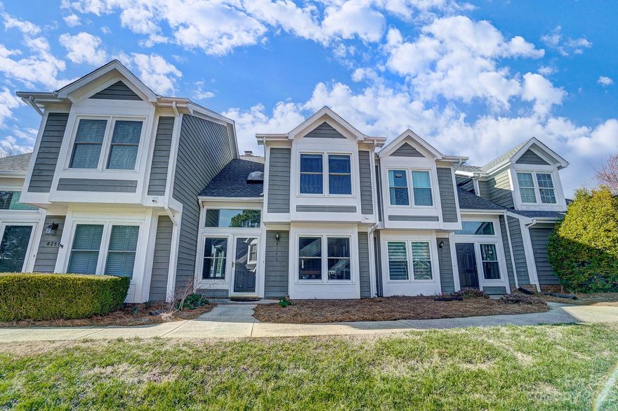 Location,Location! 2 bedrooms and 2.5 baths Condo at the Gates of Quail Hollow located conveniently off Park Road. Stepping through to the two-story foyer you will find the kitchen with an open floor plan flowing to the dining area and spacious living room with wood burning fireplace great for entertaining. The 2nd floor offers 2 considerable bedrooms. 1st bedroom is an ensuite and spacious closet and natural light. The primary bedroom suite is generous, and features walk- closet, granite vanity, step in garden tub/shower combo. Outside the glass doors of the living reveals the fenced patio and extra storage closet. The community amenities including the newly renovated club house/ fitness center, hot tub, and outdoor pool. The HOA also includes lawn maintenance and water. 2 parking spaces behind the home and 4 additional visitor parking spaces.Roof just replaced in 2023 and Windows a couple years ago. Live low maintenance so you can enjoy what Charlotte has to offer.This is a must SEE!