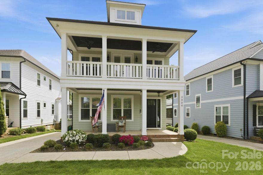 Exuding timeless elegance, this stunning Charleston-style residence offers 4 bedrooms and 3.5 baths in the Oaks at Midwood, a boutique community tucked within Merry Oaks, just minutes from the vibrant energy of Plaza Midwood. A grand, double covered front porch sets the tone, welcoming guests into a beautifully curated interior where plantation shutters and rich wood flooring flow throughout the open-concept main level.

Designed for both refined living and effortless entertaining, the chef’s kitchen showcases a generous island, stainless steel appliances, and abundant cabinetry, all seamlessly connected to the expansive living room and a formal dining room. Here, coffered ceilings and a striking gas fireplace create a warm yet sophisticated ambiance, while rear doors open to a porch complete with EZ Breeze windows for seamless indoor-outdoor living. Glass French doors lead into a versatile guest bedroom with private en-suite that can be used for guests, an office, or much more.  

Upstairs, the primary suite serves as a true sanctuary, complete with its own private covered porch and a spa-inspired bath featuring dual vanities, a soaking tub, a tiled walk-in shower and an oversized walk-in closet. Two additional generously sized bedrooms share a well-appointed full bath, while a dedicated laundry room adds convenience and storage. 

The outdoor living experience is equally impressive, featuring in-ground irrigation system, shed for storage and a private heated pool with custom cover, perfect for relaxing or entertaining under the Carolina sky. Blending classic architectural charm with elevated modern finishes, this exceptional home delivers luxury, comfort and an unbeatable location!
