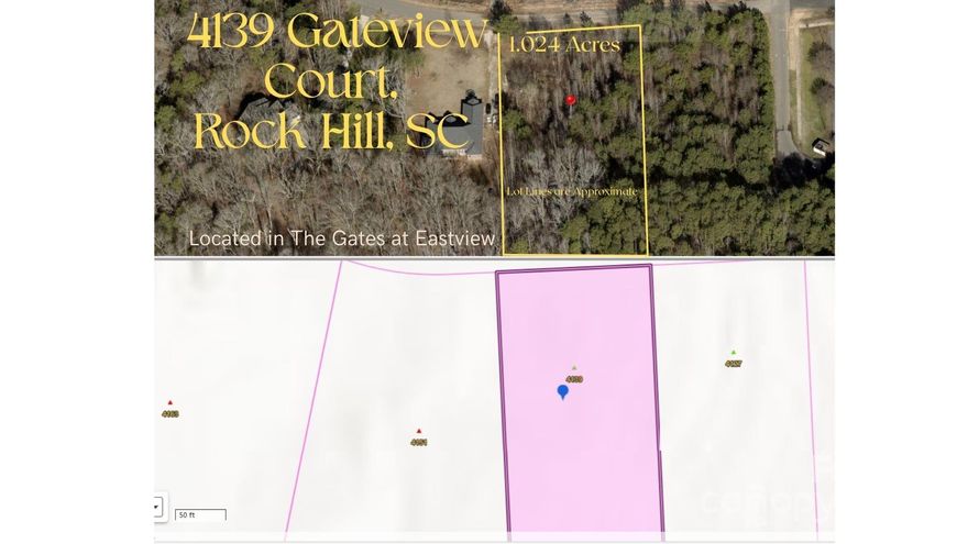 Beautiful 1 acre wooded lot in stunning elite neighborhood of The Gates at Eastview. Build your dream home. Suitable for slab or crawlspace. 2200 sq minimum ranch or 2300 sq ft multi-level, plus 2 car garage.
Builders- Not in Clover School District- save on absence of impact fee!