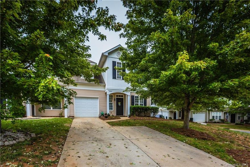 Immaculate END unit in Regent Park, convenient location minutes from I-77/485.  Family room w/ gas fireplace open to dining room w/ bay window adding extra natural light your living space.  Off great room is flexspace that can be used as study/sunroom overlooking patio.  Kitchen features new oven/microwave and neutral colors throughout.  Oversized secondary bedroom upstairs features a dormer window & double closets. Master w/ large walk-in closet. Expoxy floor in garage & new HVAC.