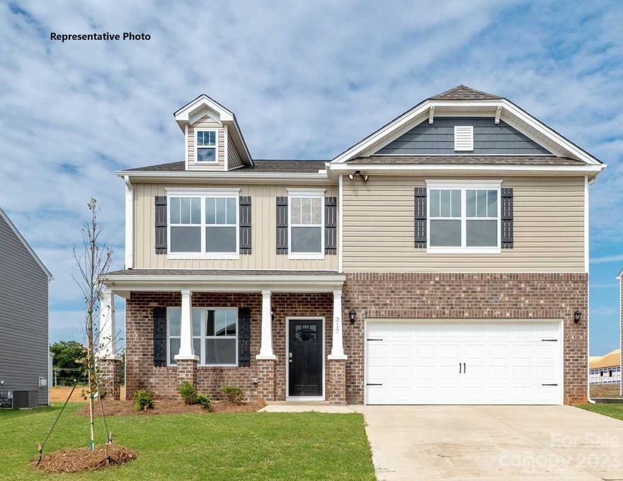 THIS HOME IS Ready!- The Wilmington is a spacious & modern two-story home. The home offers a large kitchen, separate dining room, spacious family room, and a loft area. The open-concept layout integrates the main living areas, enhancing the ambiance of spaciousness and connectivity. The kitchen features stainless steel appliances, center island, ample cabinet storage, and spacious kitchen island, perfect for cooking and casual dining. The living room includes a cozy electric fireplace. The primary suite features a large bedroom space as well as an en-suite bathroom and large walk-in closet. The additional three bedrooms are spacious & built with comfort & share a secondary bathroom. Fully sodded yard. Community offers pool, cabana, pickle ball, playground and walking trails in sought after location, close to Rock Hill and Fort Mill conveniences. REPRESENTATIVE PHOTOS
BRAND NEW HOME WITH COMPLETE BUILDERS WARRANTY