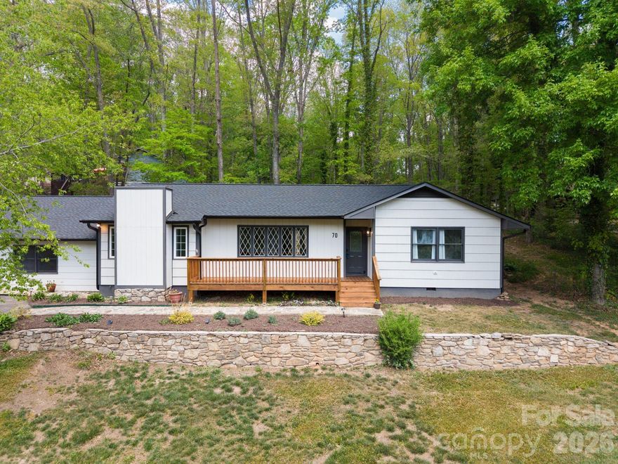 Beautifully updated, move-in ready main-level home in desirable Candler. This 4-bedroom, 3-bath property features a newly painted exterior, updated roof, gutters, chimney, porches, new flooring throughout, and fresh interior paint. Pre-inspected and ready for its new owner. Flexible floor plan includes a separate living area with private entrance, bedroom, full bath, laundry, and kitchen—ideal for an in-law suite or investment opportunity. Detached carport with enclosed workshop and storage adds extra functionality. Enjoy updated landscaping with new drainage systems and a newly built back deck, perfect for entertaining. A versatile property offering comfort, convenience, and opportunity.