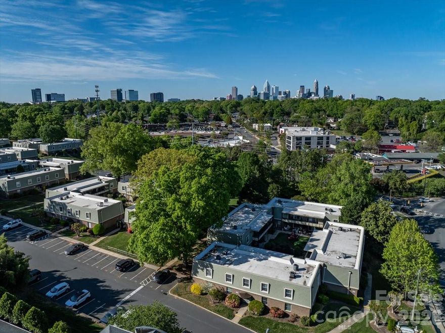 Welcome to Dilworth living at its finest for under $300K! Nestled in one of Charlotte's most beloved neighborhoods, this 2 bed, 1.5 bath main-level condo puts you at the center of everything, without sacrificing the charm & comfort of home. Step inside to just under 900 SQ FT of thoughtfully updated space featuring scraped prefinished hardwood floors, crown molding throughout, & an open floor plan that simply feels good to be in. The updated kitchen impresses with granite countertops, stainless steel appliances, a tile backsplash, & a breakfast bar perfect for your morning coffee. Both bedrooms offer NEW carpet & the bathrooms have been beautifully refreshed with updated vanities, tile floors, wainscoting, & a tile-surround shower. Unwind on your spacious patio overlooking a serene courtyard or enjoy exclusive access to one of only four community garden spaces in the complex. And then there's the location! Step outside and you're across the street from Ru San's, Kudzu Bakery, Fiamma Ristorante, shopping & more. Freedom Park and the Little Sugar Creek Greenway are just 1.0 mile away, along with the beautifully renovated Independence Park with views of Uptown (2.4 miles away). South End is 1.6 miles. The Montford dining scene & Park Road Shopping Center sit 2.0 miles out. Uptown Charlotte is only 3.0 miles away, South Park 4.1 miles, & CLT Airport just 6.6 miles, making every corner of the city effortlessly within reach. This is Charlotte living!