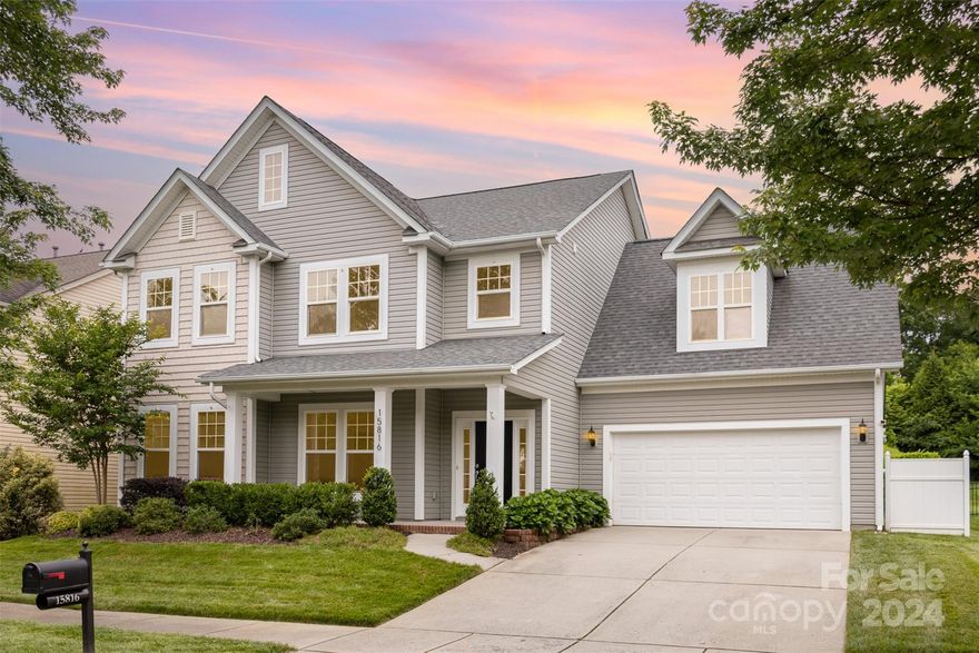 WELCOME HOME! This BEAUTIFUL 5 bedroom, 3.5 bath home in the sought after Centennial community in Huntersville is a MUST SEE! Gorgeous hardwoods on main floor (from an old mill in NC), w/ primary suite on main level. Open floorplan w/designated areas as well, such as dining room/flex space, office & laundry room. Gourmet eat-in kitchen w/ lots of counter space (granite), and an island that houses a brand new ice maker & beverage/wine fridge. New (smart) appliances...dishwasher, stove, ice maker, microwave, and washer & dryer, all less than 6 months old. Brand new carpet on upper level that consists of 4 bedrooms, 2 full baths and a huge bonus/flex room w/French doors. Entire inside..newly painted. Spacious backyard w/ large patio & beautiful pergola w/roof & electricity. Lots of privacy w/landscaping/trees. Huntersville is perfect location...close to uptown/Charlotte, w/ lots of shopping/restaurants... at your finger tips. Move in ready!!