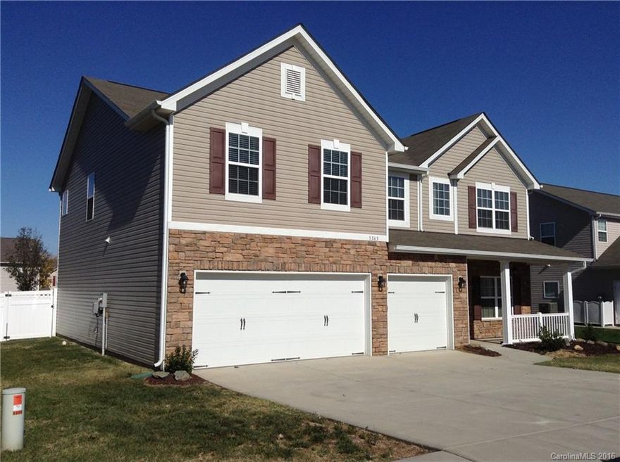 This spacious two story home has 5 bedrooms, 3 bathroom, and 3 car garage. It features an open floor plan and first floor bedroom. The kitchen has an island, a pantry, and stainless steel appliances. The master suite has a walk in closet and the master bath has dual sinks, an oversized tub with separate shower. Enjoy entertaining indoors near the cozy fireplace. This home is move in ready!