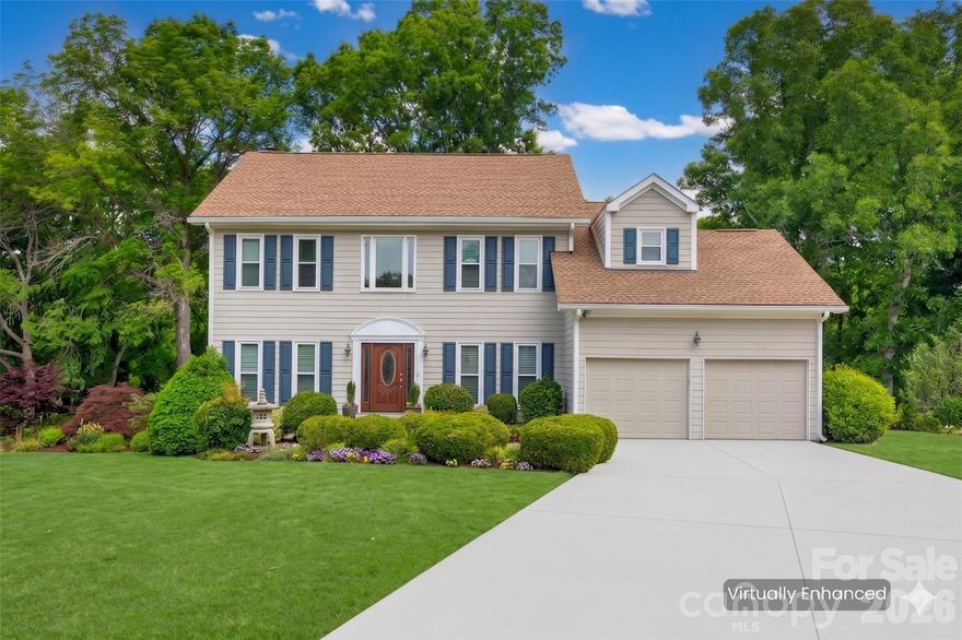 Tucked away in a prime South Charlotte setting, this beautifully maintained home offers a rare blend of comfort, charm, and outdoor elegance. From the moment you arrive, you’ll feel the sense of care and intention carried throughout. The welcoming front entry leads to the sitting room and the dining room. True hardwood floors throughout the entertainment spaces on the first floor. Inside, the updated kitchen shines with crisp white cabinetry, creating a light and inviting space that seamlessly connects to the main living areas adorned with a gas fireplace —perfect for both everyday living and entertaining. With all bedrooms on the second level, the primary bedroom is a true relaxing setting. Step outside and prepare to be captivated. The all seasons room and adjoining deck overlook a truly exceptional backyard retreat, where lush, meticulously curated gardens surround a peaceful water feature. This private outdoor oasis offers a tranquil escape, ideal for morning coffee, evening gatherings, or simply enjoying the beauty of nature in your own backyard. Whether you’re hosting guests or seeking a quiet moment, this home delivers a lifestyle that feels both elevated and effortlessly relaxed.