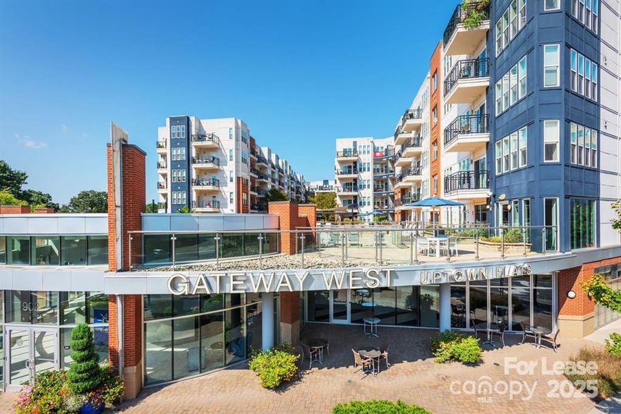 Studio Apartment. Get up to 8 weeks FREE! Call for updated pricing, specials and availability beforehand. Multiple floor plans available. Days on Market accrued is not specific to this current plan listed. 
Gateway West.
Enjoy breathtaking skyline views of Charlotte from the comfort of your spacious and trendy apartment home! Gateway West has a 24-hour fitness facility with a yoga and spin room, a pool with an incredible city view, an exclusive private theater room, premier fire pits and water features, an entertainment lounge with billiards, shuffleboard, and so much more! All of our apartment homes include a full-size washer/dryer, stainless steel appliance package, granite countertops in the kitchen and bath area, and a dark wood style flooring in the kitchen and entranceways. Visit us today to find your new home in Uptown!