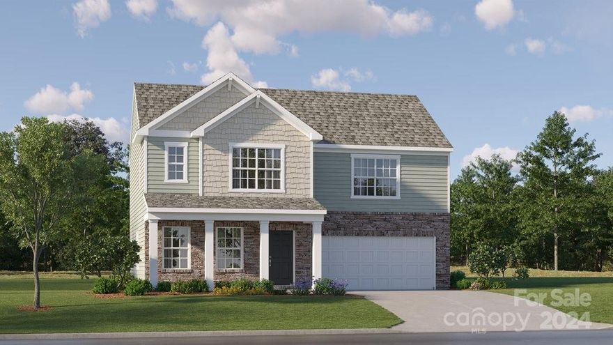 Brand new community in a peaceful setting. The Bishop C offers a welcoming covered front porch with columns and stone accents. The open floorplan has a large Great Room and Kitchen with quartz countertops, single bowl sink, gas range and subway tile backsplash. The main level has vinyl plank floors throughout as well as oak railing with wrought iron spindles. Enjoy a large loft, laundry and bedrooms with large closets on the upper floor. Walk-in shower and dual vanity in the primary bedroom.