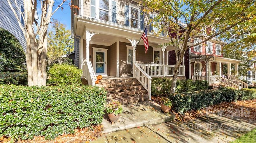 Popular and sought-after Baxter Village! Built by David Weekley this very well maintained home features large covered front porch, 3 bedroom, 2.5 baths. Private office with french doors and bookcase shelving. Gorgeous hardwood flooring, freshly painted, open floor plan, two story great room with fireplace. Over $38,000 in improvements.  Many updates including white kitchen cabinets, new refrigerator, microwave, kitchen sink and faucet. Beautifully updated owner's bath, custom closet system in owner's walk-in closet, upgraded carpet and pad, granite counters in both full baths and more. Lovely rear private patio area, fully fenced that is perfect to enjoy your morning coffee or glass of wine. Kitchen refrigerator and washer/dryer convey. Exterior lawn maintenance. Additonal garage shelving. Shop, Dine and Socialize at Baxter Town Center which is only 3 tenths of a mile and a 6 minute walk to Market Street.