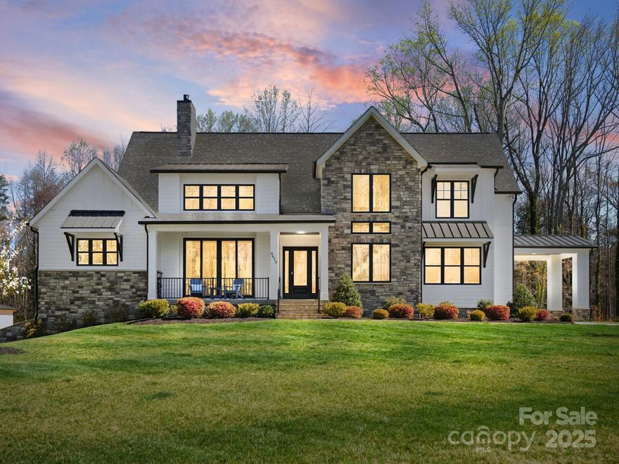 PRICE IMPROVED BELOW APPRAISAL!  Back on Market No Fault to Seller. Impressive modern farmhouse. Gated Olde Poplar enclave of 7 custom homes. Dramatic open-concept entry, luxurious details including plantation shutters. Two-story Great Room, floor-to-ceiling gas fireplace opens to a sitting area, casual dining, a gourmet kitchen with large island, farm sink, walk-in pantry, coffee bar with beverage fridge. WOLF High-end appliances, vented hood and Sub-Zero fridge. Owner's suite on main with vaulted ceiling, spa-like bath, custom closet. Private guest ensuite on main. Laundry/mudroom, drop zone, 3-car garage, Porte-Cochere, rear porch. Upstairs: loft, bonus room with wet bar, two bedrooms, and full bath. FULL Unfinished walk-out basement is rough-plumbed for expansion. Backyard oasis with covered porch, outdoor kitchen, heated saltwater pool, and pavilion. An entertaining haven inside and out. Rare opportunity second chance to own this one-of-a-kind home.