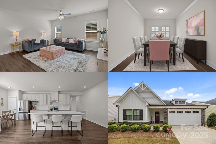 Welcome Home to Comfort, Convenience & Style! This home isn’t just a place to live—it’s a lifestyle. Enjoy truly low-maintenance living with lawn care included, plus access to a spectacular community pool, clubhouse, and miles of walking trails. Everyday errands are a breeze with Wesley Chapel Village Commons just minutes away.

Step inside and you’ll instantly feel at home. The bright, open-concept main level is perfect for modern living, where the chef’s kitchen shines with a walk-in pantry, quartz countertops, stainless steel appliances, and a large central island that connects seamlessly to the dining and family rooms.

The first-floor Owner’s Retreat is your private escape, featuring a spa-like bath and expansive walk-in closet. A second bedroom, full hall bath, and a flexible room—ideal for a home office, library, or den—make this floor as practical as it is beautiful. Upstairs, a spacious loft, third bedroom, and full bath add even more room to spread out.

But the magic doesn’t stop inside—step out to the covered porch and fully fenced yard, the perfect spot for morning coffee, backyard barbecues, or simply relaxing in your private outdoor haven.

With premium finishes like Hardie Plank siding, LVP flooring throughout the main living areas, and tile in all wet spaces, this home blends style, durability, and function effortlessly.

Don’t just buy a house—discover the joy of a carefree, active lifestyle in a home that has it all. Schedule your private tour today and fall in love with where you live!