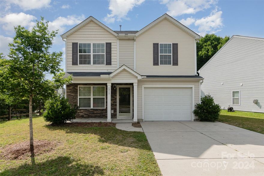 Conveniently located in the University Area! If you are you looking for easy access to I-485 this charming home could be perfect for you! Enjoy proximity to shopping, restaurants, and more. The home features an attached garage with direct entry into the kitchen, which includes a refrigerator, new dishwasher, and new microwave. The water heater was replaced in April 2024. Beautiful wood floors adorn the main level, complemented by neutral paint colors throughout. Upper level Primary bedroom boasts a walk-in closet and en-suite bathroom with double sinks. Two additional bedrooms share a second full bathroom. Community includes swimming pool and playground. Showing begin June 6th.
