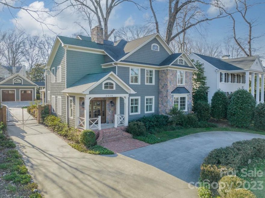 Gorgeous 1938 Myers Park home renovated in 2014 - offers a nod to the original character coupled with large rooms and contemporary luxury. The formal living room, family room, and all-weather porch provide gracious space & fireplaces. The chef's kitchen has it all: Dacor duel-fueled range with a double oven, Dacor fridge, and an oversized island w/ breakfast room. The mudroom has access to a cold/hot water spigot just outside the back door perfect for washing the mud off and leads to the laundry room for ease. The primary suite has ample room for relaxing, a large bath, walk-in closet, and laundry chute to prevent carrying laundry down the stairs. A third-floor bonus room has endless possibilities w/ a half bath equipped w/ the perfect utility sink for arts and crafts.  The backyard has a gorgeous pool/spa. The two-car garage completes this gem of a home with extra storage space AND pull down stairs to a loft storage area. See virtual tour for more. Must see for all this home offers!