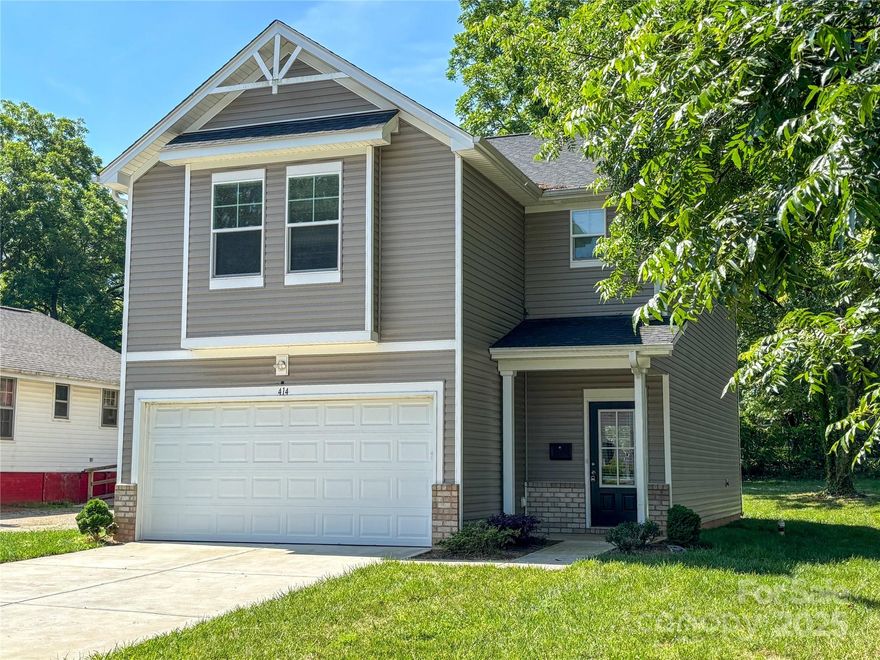 Built in 2023, this three bedroom, 2.5 bath home near downtown Hickory offers large, open rooms and plenty of closet space! The covered front porch leads into a welcoming foyer with drop zone area and stairs to the upper level. The adjoining great room features lots of natural light and an open kitchen with central island, pantry, and plentry of cabinet storage. A small hallway leads to a half bath and the double garage. Upstairs, you'll find a spacious primary suite with two walk-in closets and a full bath with double vanity. Two additional bedrooms share a hall bath. Level yard with concrete patio and mature shade trees. Walk to downtown Hickory, LRU, and SALT Block/Library! Bank-owned property, sold "as is."