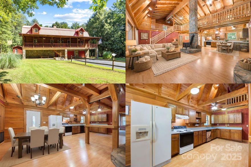 Private mountain lodge — without the long drive — this authentic cypress log retreat delivers craftsmanship, comfort, and character in a setting designed to slow life down and bring people together.

This is a true log home, custom built from 100-year cypress logs (not siding or veneer), professionally treated for exceptional durability, longevity, and low maintenance — offering rare peace of mind and a level of craftsmanship that is increasingly difficult to replicate. Set at the end of a long paved drive on private acreage, the home spans three expansive levels (each approximately 30’ x 60’) and is rich with exposed beams, warm wood textures, and timeless lodge character throughout.

The main living level flows effortlessly from the kitchen into an inviting living space anchored by a pellet stove, creating a natural gathering point for everyday living and special occasions alike. Flexible spaces accommodate work-from-home needs, hobbies, or guests, while thoughtfully designed bedrooms and baths provide comfort and privacy. Upstairs, loft-style bedrooms connected by a charming interior bridge create a memorable retreat that feels straight out of a storybook.

Beyond the traditional “on-paper” square footage, the home offers substantial additional space under roof, providing exceptional functionality, storage, and versatility that buyers will truly appreciate once they see it in person. The lower level is designed for both fun and function, featuring a two-car garage, laundry area, a wood-burning furnace integrated into the central system, and a custom bar ideal for game days and gatherings.

Energy efficiency is a standout feature. Heavy log construction combined with R-110 roof insulation keeps the home impressively warm in winter, comfortably cool in summer, and efficient year-round — resulting in a cozy interior and lower utility costs.

Outdoor living is where this home truly shines. A massive full-length front porch overlooks a recreation-ready front yard with a horseshoe court and stone wood-burning grill/cookstove — the perfect setting for entertaining, relaxing, and enjoying frequent wildlife visits, including deer that often gather near the firepit. A private rear porch, additional deck space, and natural surroundings complete the experience.

The detached shop/garage is a rare bonus, featuring two separate work bays, a vehicle hoist, built-in air compressor, and the ability to connect a wood stove or furnace — ideal for car enthusiasts, craftsmen, or serious hobbyists. Additional storage buildings, ample parking, and a driveway camera/sensor system provide convenience, security, and peace of mind.

This is not a mass-produced home — it is a thoughtfully designed, owner-built retreat offering authenticity, efficiency, flexibility, and lifestyle. Whether envisioned as a full-time residence, private escape, or distinctive investment opportunity (buyer to verify), homes with this level of character and craftsmanship are truly rare. Schedule your private tour and experience it for yourself.