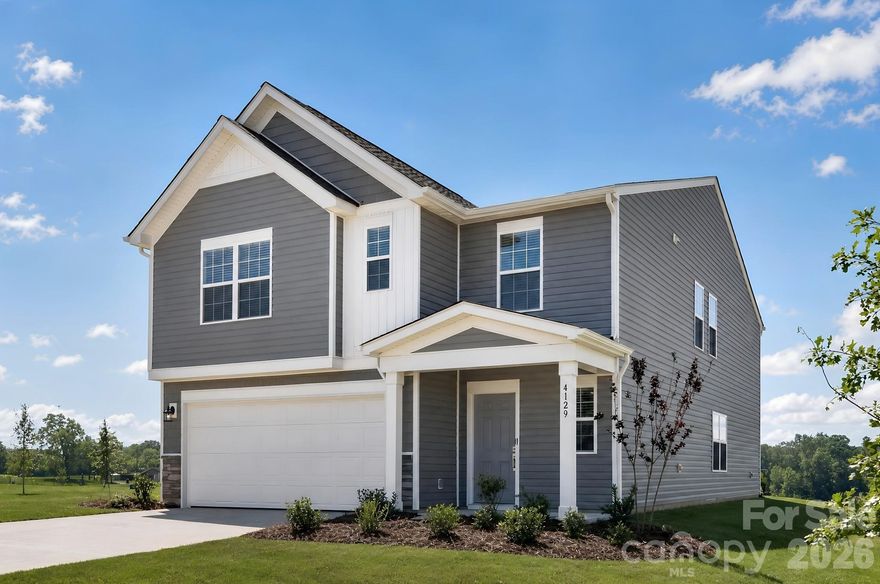 This new two-story Frost floorplan provides space for the whole family to thrive. The first floor features an open design among the family room, kitchen and breakfast room in addition to a secluded secondary bedroom that’s ideal for guests and a two-car garage. Upstairs are a versatile bonus room that adds shared living space and four bedrooms including the owner’s suite with dual closets. Plus, our signature Everything's Included program means you will get quartz or granite kitchen countertops, stainless steel appliances, luxury vinyl plank flooring,fridge, washer, dryer, blinds,  and so much more at no extra cost! Oxford Glen is located in charming Claremont with easy access to Statesville or Hickory.  Ask about our special financing incentives and below market rates available through our preferred lender.