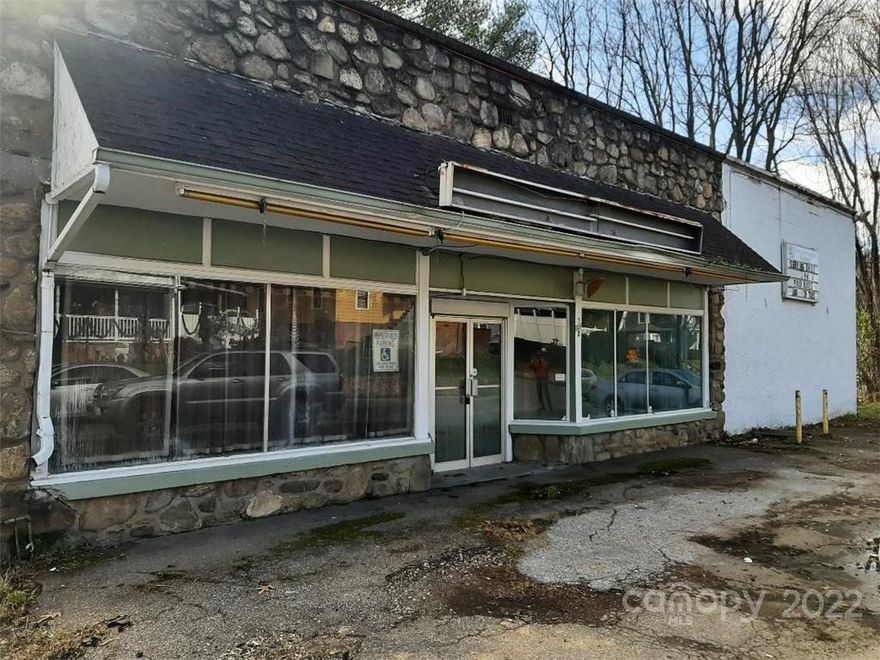 Fantastic Opportuniy! Free Standing Building, Located on BUSY ROAD, see attached Canton Zoning Usage possibilities, IMPORTANT-NOTE EXCEPTION, seller will place restriction in deed that there will be NO LAUNDROMAT at this location. Formerly Community Kitchen location, prior to that a "minimarket," corner lot. NOTE: A portion of the rear property is located in the 500 year Flood Plain, see attached map also attached Flood Certification. Possible uses galore. Fantastically priced.  Approximately 15 parking spaces. Large windows, 2 bathrooms. Basement area also.