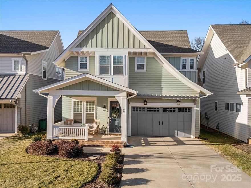 Meticulously maintained, stunning home in the heart of Charlotte! You'll love the curb appeal of the rocking chair front porch and Hardie Plank siding. As you enter this thoughtfully designed home, you'll see custom French doors to enhance the flex space. The expansive living area, filled with natural light, flows into a gourmet kitchen with GE Café appliances, a smart stove, and a large, elegant kitchen island.The primary suite has a luxurious en-suite w/ a soaking tub and two custom walk-in closets w/ built-in shelving. Three additional bedrooms offer versatility, for guests, a home office, or a gym—one has a built-in Murphy bed and ensuite bathroom. Outside find a beautifully landscaped, fenced, low-maintenance yard w/ added American Pillar Arborvitae trees for privacy. A deck skirt provides extra storage, while a smart garage door, controllable via app, adds convenience. Located in the vibrant  Cotswold area, with access to major roads, shopping, dining, entertainment, and parks.