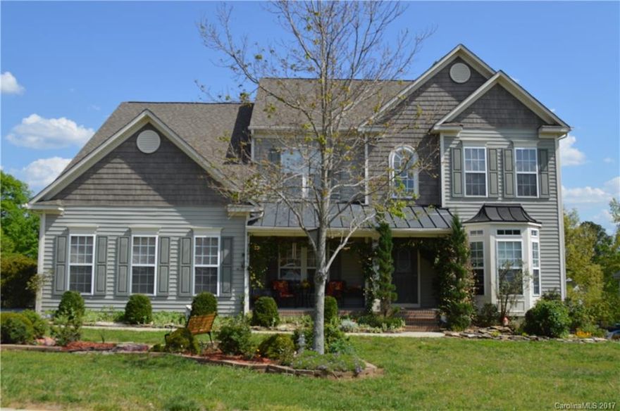 This beautiful 4 bedroom, 2 1/2 bath home with almost 2,800 sq. ft. shows very well.  Great kitchen with center island and granite.  Nice size family room with a fireplace.  All bedrooms are on the second floor.  The master suite is very large w/walk-in closet, master bath features garden tub and dual vanities.  All bedrooms are of nice size. Large backyard and nicely landscaped.  Wonderful neighborhood with community pool, walking trails and Great Clover schools.  1 yr. home warranty included.