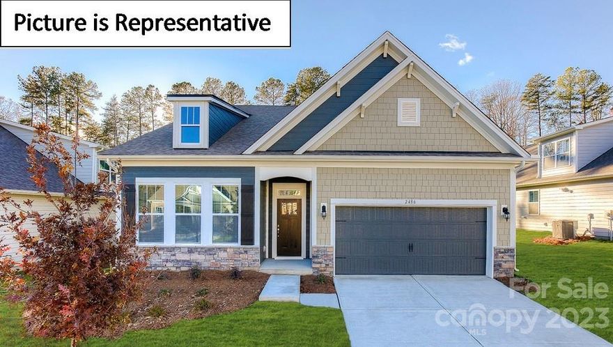 The Azalea is one of our MOST POPULAR ranch plans with the upstairs and is both traditional and modern with its open and functional spaces with large windows, covered back porch for outdoor enjoyment and lots of natural light. Walking through the front door into the main area is best described as WOW! Chef's kitchen comes with a double oven and gas cook top with its HUGE with granite countertops and ceramic backsplash…all overseeing an AMAZINGLY open family room and dining space. Extensive moldings throughout the homes main floor. Living room has a gas fireplace with stone decor up the mantel. Two secondary bedrooms and a full bath in the front of the home offer the perfect setting for visitors. Located in the rear of the home, the primary bedroom offers a trey ceiling and large bath, LARGE luxury shower with tile surround and seat and a generous walk-in closet. Laundry room is coming with a laundry tub.