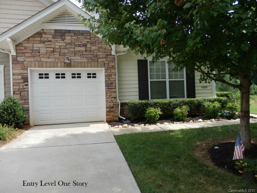 ***Private End unit on very end of the street, wooded area and tranquil pond w/ fountain on back and side yard***  Appliances stay including brand new Range Top Microwave and Flat Top Stove, Stackable Washer/Dryer.  Large main Bedroom w/ huge walk in closet, dual bathroom sinks, separate office, laundry room can fit full size machines, fresh paint throughout. Booming Indian Land w/ top rated schools and 2 large shopping complexes approved and ready to start construction including movie theatre.