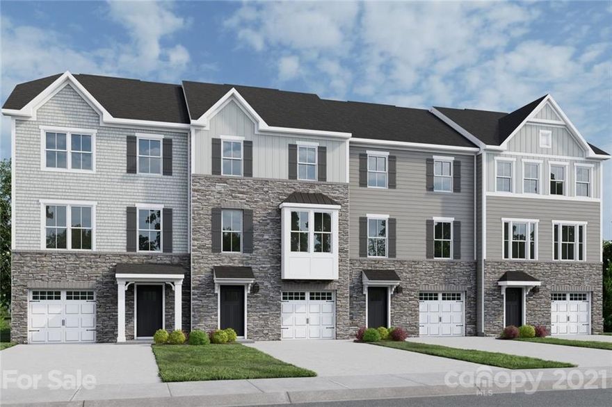 New Construction Townhomes in Fort Mill, Minutes from I-77! The Brahms "SPEC HOME SALE AS-IS READY MARCH/APRIL" is our newest Townhome in Grantham Place and sells out quickly.  It is 1815sqft, with a large Rec Room/Bonus Room, one car garage with a 4 car parking driveway, 3 Bedrooms and 2.5 baths, an Open floorplan with an extended island in the kitchen, sliding glass doors off the kitchen to bring in more light, spacious living room with 1/2 bath.  The Deluxe Owners Suite includes an oversized walk-in closet.  Double sinks, upgraded walk-in shower, and linen closet come in the Owner's bath.  Great Location: Fort Mill schools and Fort Mill taxes.