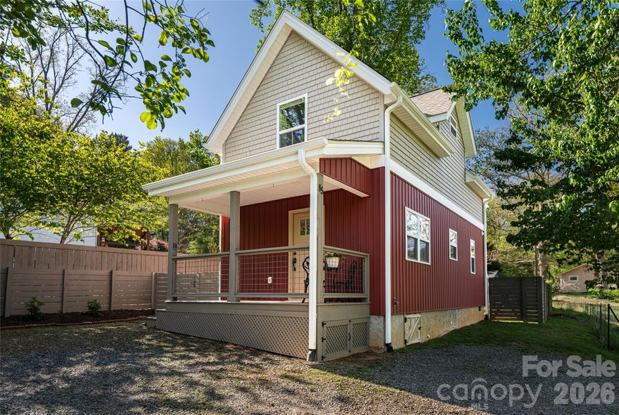 Discover this captivating country modern two-story cottage, perfectly situated for an active and convenient lifestyle. Just a leisurely bike ride away from the picturesque campus of Warren Wilson College, this home offers an idyllic setting for first-time homeowners, those looking to downsize, nature lovers, and anyone seeking the unique charm of the Swannanoa Valley. The smart design of the two-story floor plan maximizes livability while maintaining an efficient, smaller footprint. This thoughtful layout ensures that every inch of the home is utilized effectively, providing a spacious and airy feel that lives much larger than its square footage suggests. Outdoor living is a highlight of this property, providing multiple spaces for relaxation and entertaining. A covered front porch offers a welcoming entry and a peaceful spot to enjoy your morning coffee. The fenced back yard is a safe haven for pets and play and perfect for hosting cookouts and outdoor dining with a custom firepit -  an inviting atmosphere for cozy evenings under the stars. The cottage offers exceptional convenience for commuters and weekend explorers alike, with an easy, ten-minute drive getting you quickly to the vibrant cultural scene of Downtown Asheville or the delightful, small-town atmosphere of Downtown Black Mountain. This exceptional property also presents an excellent investment opportunity, boasting a proven track record as a successful short-term rental. No rental restrictions! This is more than just a home; it's a gateway to the quintessential Western North Carolina mountain experience.