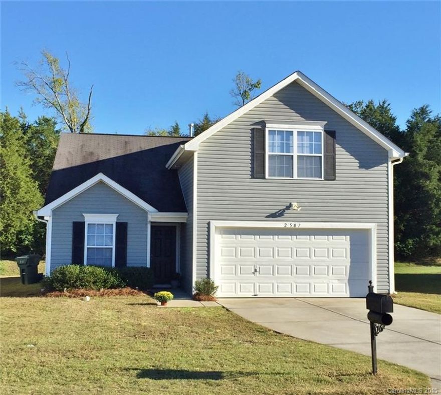 Neighborhood living surrounded by a country setting. This 4 bed, 3 full bath home comes with a private bedroom and bath upstairs, above the garage. 2 car garage and backyard that backs up to trees. Home has vaulted and trey ceilings throughout. Freshly painted, new blinds and gas fireplace.  Conveniently located to South Pointe High School, community offers children's play area and walking trails. Come see it for yourself.