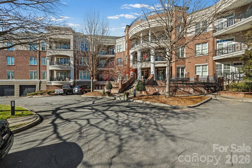 Live in the heart of SouthPark in this beautifully designed condo, just moments from top dining, shopping, and everyday conveniences. With quick access to Uptown, I-77, and Charlotte Douglas International Airport, this location delivers the lifestyle you want with the ease you need. Set within a secure, beautifully maintained community, the building offers controlled access, garage parking with one assigned space, and a private storage unit. Inside, the light-filled interior features 10-foot ceilings, hardwood floors, plantation shutters and a smart, open layout that feels both spacious and inviting. The living area is anchored by a gas log fireplace, adding warmth and character, while the primary suite offers a calm, relaxing retreat in soft, neutral tones. Meticulously maintained and truly move-in ready, this home is designed for effortless living from day one. Enjoy your private terrace—perfect for morning coffee or unwinding at the end of the day.  A stylish, lock-and-leave opportunity in one of Charlotte’s most desirable neighborhoods—easy, elevated living at its best. Come discover it today!