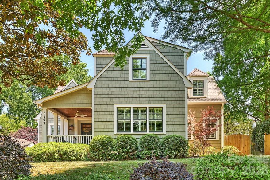 Charm abounds in this well-maintained Myers Park home! Set on a corner manicured lot with professional landscaping, this beautifully designed home features a welcoming floor plan, a garage apartment, covered front porch and a large back patio, offering the perfect blend of classic character and modern livability. Thoughtfully curated and designed spaces include large living and family room with gas log fireplace, a cozy dining room, built-in kitchen seating, office/playroom on first floor, primary suite with sitting area, two large walk-in closets and two secondary bedrooms with a shared bath. The outdoor living area is complete with a privacy fence, newly installed patio and a grilling area which creates the perfect space for relaxing or gatherings.  Additional highlights include a fourth bedroom with full bath above the garage and ample basement storage. Just around the corner from nearby shops and dining along Selwyn Ave, with easy access to SouthPark, Uptown, and the Greenway. An absolute gem of a home you do not want to miss this one!