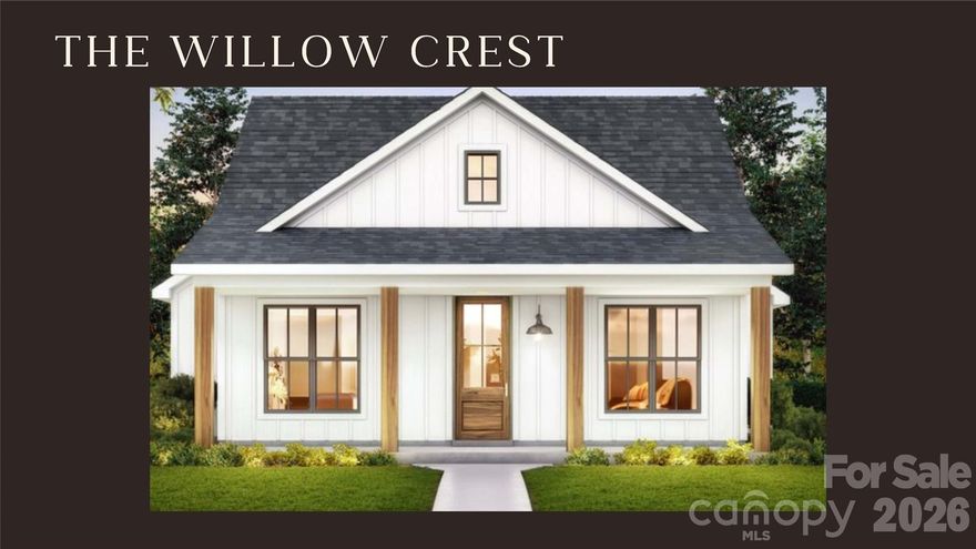 Introducing The Willow Crest a thoughtfully designed new construction home built on site and located within a charming 11-acre enclave shared with just eight other family homes.  Offering approximately 1,500 square feet, this inviting residence blends modern finishes, functional living space, and a peaceful setting that feels tucked away while still keeping everyday conveniences close at hand.
Designed with comfort and flexibility in mind, The Willow Crest features an open floor plan with 9-foot ceilings and durable vinyl plank flooring throughout the main living areas, creating a bright and spacious feel from the moment you enter.  The layout offers 2 to 3 bedrooms and 2 full baths, making it well suited for a variety of lifestyles, whether you need extra space for guests, a home office, or a hobby room.
At the heart of the home, the upgraded kitchen is both stylish and practical, featuring a center island that anchors the space and provides the perfect gathering spot for casual meals, conversation, or entertaining.  Builder-provided appliances, ample workspace, and the seamless connection to the living and dining areas make this home ideal for both everyday living and special occasions.
The exterior showcases attractive board-and-batten wall detailing, adding timeless character and curb appeal to this newly built home.  Set on approximately 1 acre, the property offers room to enjoy outdoor living, gardening, or simply taking in the quiet surroundings of this small community setting.
Location is another standout feature, with convenient access to Columbus and Rutherfordton, North Carolina, as well as Landrum and Boiling Springs, South Carolina.  This central foothills location places shopping, dining, services, and small-town charm within easy reach, offering the best of both North Carolina and South Carolina living.