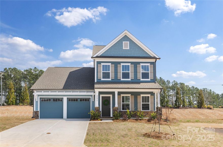 Discover the Devin, a beautifully designed 3-BR, 3.5-BA home offering the perfect blend of elegance and functionality. The main level features a dining room, an expansive kitchen with a large island perfect for entertaining, and a spacious great room with a cozy fireplace—ideal for relaxing or hosting guests. Retreat to the generous primary suite on the first floor, complete with a walk-in closet and a luxurious ensuite featuring a walk-in shower for the ultimate in comfort and privacy. Upstairs, two large bedrooms, each with their own private ensuite, provide plenty of space for family or guests. Located within the sought-after Edgewater Golf Course Community, residents have access to fantastic amenities including a community pool, scenic biking and walking trails, boat docks, a clubhouse, and an active community calendar with year-round events. This vibrant community is the perfect place to call home! Don’t miss your chance to make this dream home yours today!