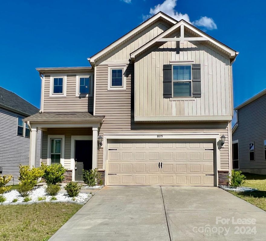 Beautiful ,2 Car Garage Single Family 4bed and 2.5 bath Home Available for Rent. Main floor has Primary bedroom, New floor, stainless-steel appliances Open concept, kitchen overlooks great room and dining area. Second floor has 3 additional bedrooms and and laundry room. This community has access to a pool and a kids play area as well. Oversize 2 car garage This desirable location is a must see!