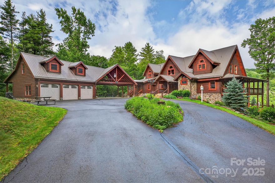 Escape to your own private mountain paradise just minutes from downtown Boone. Tucked away on 6 acres, this home offers sweeping long-range views. The heart of the home is the great room with a stone fireplace and a wall of windows. Gourmet kitchen features granite countertops and recently updated appliances, flowing effortlessly into the elegant dining room and out to the wrap-around porches—perfect for lingering dinners under the stars. The main level also boasts a serene primary en-suite and laundry room with its own entrance. Upstairs, two guest suites with private baths and a cozy loft. Daylight basement invites laughter and connection, featuring a game room, second fireplace, bedroom, full bath, and home theater, perfect for movie nights. Step outside to a world of relaxation—rocking chairs, a swing with mountain views, and a saltwater pool. Access to a trout-filled creek, this home is both a peaceful sanctuary and a gateway to the best of the High Country.