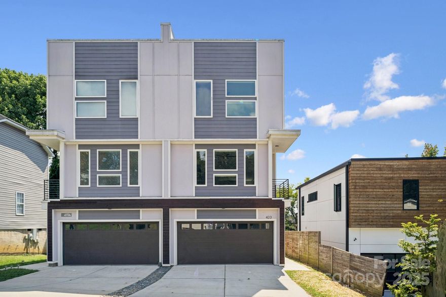 PRICE IMPROVEMENT! Welcome to this modern townhome only steps away from everything the Queen City has to offer! Featuring an open floor plan with sleek LVP flooring, quartz waterfall countertops, and stainless steel appliances, this home blends style and function seamlessly. The fully fenced backyard offers privacy and room to extend further, with no HOA restrictions to hold you back. Enjoy entertaining on the expansive 800+ sq. ft. rooftop terrace complete with turf, teak wood flooring, and stunning winter views of the Charlotte skyline. Neutral tones throughout make the home move-in ready and easy to personalize. This great location places you steps from the Light Rail Gold Line, Savona Mill, LowerTuck, The Greenway, parks, and just minutes from Charlotte’s most popular neighborhoods — Uptown, South End, Plaza Midwood, and NoDa. Located less than 5 minutes from I-77, I-85, and I-277 and 15 minutes from CLT airport.