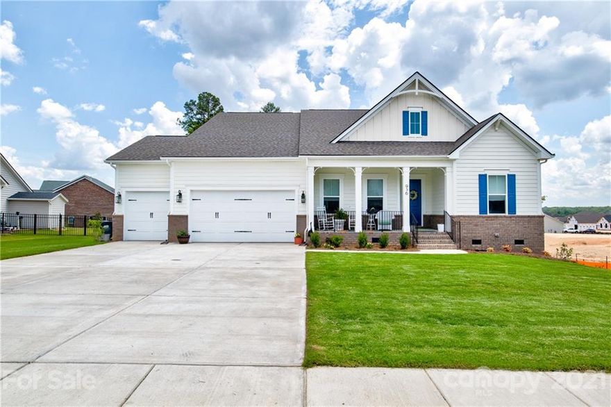 Welcome home to the Davenport model with a SECOND floor that includes a full bathroom and bonus room!! This LIKE NEW home was built in 2020 with cutting-edge technology and luxury upgraded features. This ranch home with a 3 car garage, the Davenport model, features an open floor plan, dining room, large living room, and a huge chef's kitchen with large quartz center island, upgraded cabinetry, gas range, double wall oven, microwave and exhaust fan, pantry, and oversized breakfast nook. The large primary retreat features a huge walk in closet, connected laundry room with sink, and spa like ensuite bathroom with dual vanities and a large tiled shower. Three additional bedrooms share access to two full baths. 
Additional upgrades: Kitchenaid appliances, granite on second floor, prewired for surround sound in all rooms (except bedrooms), over 20 addtl recessed cans/lighting, hardwood flooring throughout (above base package offered by builder)