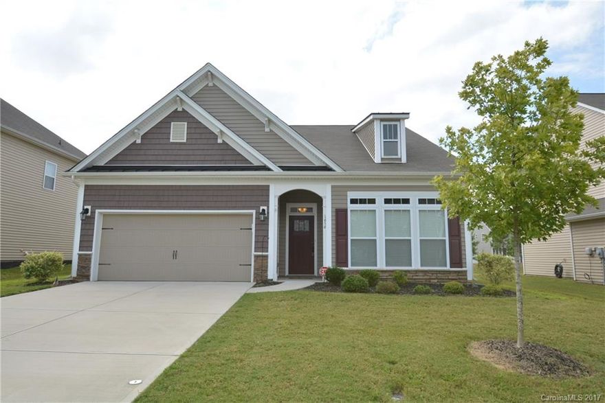 Built to be like the model! Ranch home w/bonus room, 4th bedroom & 3rd bathroom upstairs. Gourmet kitchen w/double oven, gas cooktop. Upgraded cabinets & countertops throughout kitchen & baths. Beautiful hardwood floors in great room, dining area, kitchen, & sun room. Archways, crown molding, high ceilings, wainscoting... Details that make this house a home! Shelving & epoxy flooring in garage. Privacy fenced in back yard. Located on quiet cul de sac. Community pool, playground, & more!