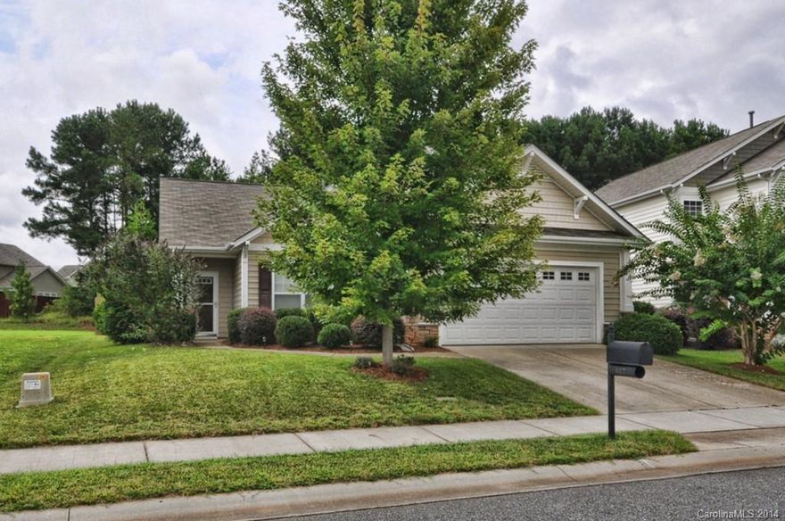 Move in ready!  Master suite w/ vaulted ceiling and ceiling fan. Dual sink vanity and oversized shower in master bath.  Office w/ French doors, built-in cabinetry, ceiling fan. Great room has hardwood floors, corner gas log fireplace, & media niche. Open to dining room and kitchen. Kitchen has raised bar area for seating, stainless steel appliances including microwave! Tile backsplash & pantry. Fenced backyard with privacy landscaping. Features in-ground irrigation.