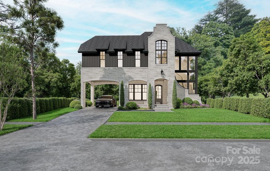 This new construction home blends European architecture with modern design, featuring high-quality materials and finishes throughout. The entry opens to a foyer and dining room with a crystal chandelier. Adjacent to the kitchen is a butler's pantry with bold cabinetry and dark quartz countertops. The great room has detailed ceiling beams, and a striking chandelier. Upstairs you will find the primary suite features painted ceiling beams and a spa-like bath with marble and brass fixtures. Three spacious bedrooms, a secondary bathroom that is a Jack-and-Jill layout with playful penny tile. The upper level also includes a media/bonus room with a wet bar, a laundry room with custom cabinetry, a loft, and attic storage. The home showcases hand-finished oak flooring, custom millwork, and designer lighting. Its prime location allows for walking access to downtown Waxhaw's shops and restaurants, community park, offering character, comfort, and convenience. Large lot with endless opportunities!