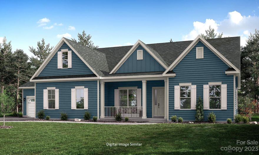 Beautiful Ranch with Upstairs Retreat in gorgeous Shepherds Trace. This open concept plan features our Epicurean Kitchen w/quartz countertops & double ovens, with large farmhouse island, opening to Casual Dining & Family Room that features coffered ceiling and modern fireplace with stone surround & lots of natural lighting. Impressive owner's suite with trey ceiling, quartz countertops, stand-alone tub, and walk-in shower. Hardwoods throughout 1st floor, except secondary bedrooms. 3-car garage gives room for outdoor toys. 1+ acre homesite, in prestigious Clover schools, with backdrop of established landscape, offers a sense of seclusion perfect for outdoor living options, pool, & other outdoor activities. Photos of previously built Columbia plan. Some items in photos and/or listed in MLS may not be included in final home on this site.