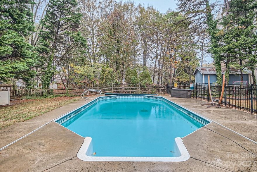 This beautiful home is situated on a quiet street with no HOA Dues.  Luxurious InGround Pool with electric cover perfect for entertaining or enjoying a dip.  Beautiful flooring throughout the main level living areas.  Dining Room is neutral and has beautiful lighting.  The Flex Room can be used for anything - Study/second den/workout room/craft room - so many possibilities.  2 Story Great Room is anchored with a beautiful Fireplace adorned with shiplap .  Beautiful Flooring and great view of rear yard.  Kitchen features gray cabinetry, tile backsplash, stainless/black appliances/beautiful flooring and lighting.  Breakfast Area includes a cozy built in bench.  Primary Bedroom is located conveniently on the main floor and also boasts beautiful flooring.  Primary Bathroom Suite has dual vanities and garden tub and separate standing shower.  Upstairs you have large secondary bedrooms and a wonderful full bathroom.  Home has been lovingly maintained as is ready for you to Call Her Home!