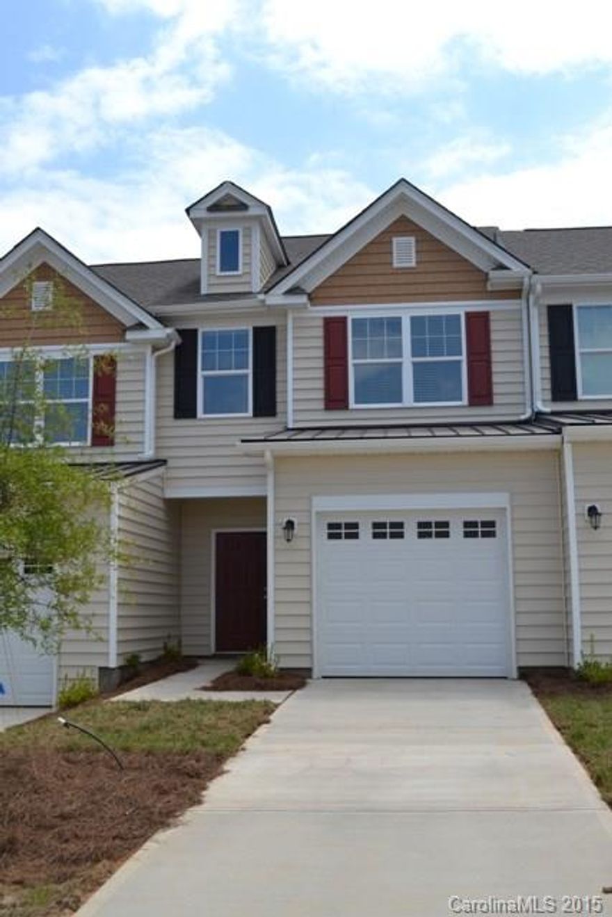 Wonderful new construction in a spectacular community! Lots of living space! Spacious granite kitchen with stainless appliances, dining area/great room. Two master bedrooms on the 2nd floors. Single garage and patio area. Neighborhood has splash pool and sidewalks. Easy stroll to restaurants, shopping and grocery store. Great access to I-77, hospital, medical offices and LA Fitness Center that is scheduled to open July 2015.