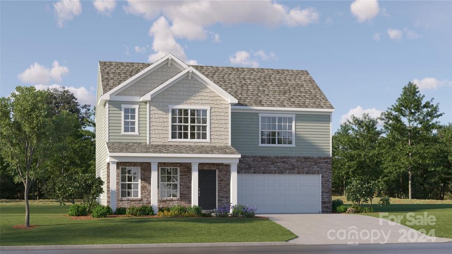 Brand new community in a peaceful setting. The Bishop C offers a welcoming covered front porch with columns and stone accents. The open floorplan has a large Great Room and Kitchen with quartz countertops, single bowl sink, gas range and subway tile backsplash. The main level has vinyl plank floors throughout as well as oak railing with wrought iron spindles. Enjoy a large loft, laundry and bedrooms with large closets on the upper floor. Walk-in shower and dual vanity in the primary bedroom.