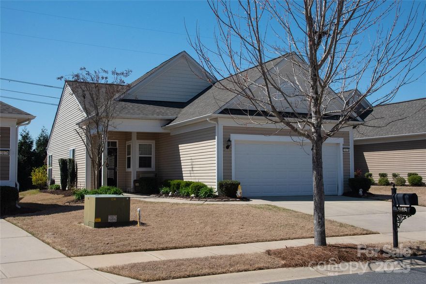 Popular floor plan, two bedrooms, two full bath home on quiet cul-de-sac lot in the active-adult community of Sun City.   Home features open floorplan with living room and dining room open to the sunroom.  Fully equipped kitchen with sunny breakfast area.  Primary bedroom suite located to the back of the home with private bath and deluxe walk-in tub.  Second bedroom located separately with easy access to second full bath.  Private, fenced back yard has patio with automatic awning for sun or shade as you prefer.  Yard is fully fenced with privacy screen of trees to the back.   Spacious two car garage with automatic opener.  Come home to this beautiful neighborhood and enjoy resort style amenities with golf course, clubhouse, tennis, pool and more.  Conveniently located near restaurants, shopping and offices.