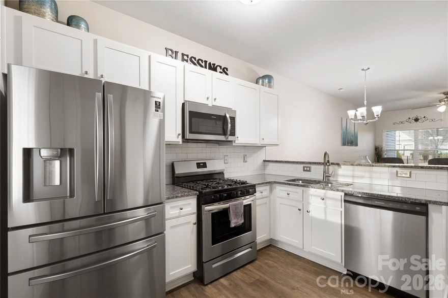 Well-maintained 1-story, 2-bedroom, 2-bath townhome offering low-maintenance living with thoughtful upgrades throughout, ideally located in the heart of Indian Trail. The open floor plan features durable LVP flooring and a bright, functional kitchen with white subway tile backsplash, additional cabinetry, stainless steel appliances, including stainless steel refrigerator, and a gas range. The kitchen opens directly to a fenced patio, creating an easy indoor-outdoor flow ideal for relaxing or entertaining. A custom storage shed adds valuable extra space.
Recent upgrades include updated lighting, faucets, ceiling fans, storm doors, and a smart thermostat. Additional features include fiber internet, Low-E windows, an electric water heater, and a stackable electric washer/dryer. Community-maintained landscaping includes fenced yards, allowing for low-maintenance living and more time to enjoy the surrounding area. A transferable structural warranty conveys. Rentals are permitted per HOA guidelines.
Conveniently located just minutes from shopping, dining, grocery stores, and everyday amenities, with quick access to Independence Blvd (US-74), I-485, and nearby commuter routes. Enjoy proximity to retail centers, restaurants, fitness options, and entertainment, while still benefiting from a residential setting. Indian Trail offers easy access to Matthews, Monroe, and the greater Charlotte metro area, making this an excellent option for homeowners and investors alike.
Cameras do not convey. Please remove shoes and be mindful during showings.