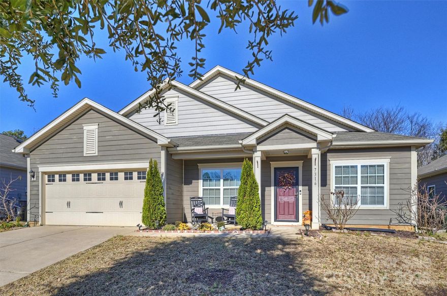 Welcome home to this beautifully maintained 3-bedroom, 2-bath residence in the desirable Clarabella subdivision in Steele Creek. Enjoy the ease of single-level living with an open, spacious family room that flows seamlessly into the modern kitchen, featuring stainless steel appliances and a large island—perfect for gatherings, meals, and entertaining. The primary suite offers a private ensuite bath with a soaking tub, separate shower, and generous size closet. Outside you will find a backyard designed for relaxation and entertaining. Convenient location, comfortable layout, and move-in ready. Don’t miss this one!