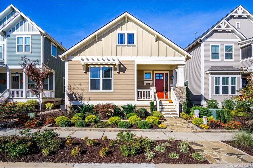 Great cottage plan in highly sought after Riverwalk Community! Located close to The River District restaurants, shops, kayak launch & walking/biking trails. This home features site-finished hardwoods, beautiful double tray ceilings, & crown moldings. Gourmet kitchen with upgraded cabinets, huge island, granite counters, tile backsplash, SS appliances. Master bath includes large tiled shower, garden tub & dual vanities. Screened back porch. Beautiful landscaping & outdoor areas. Oversized Garage!